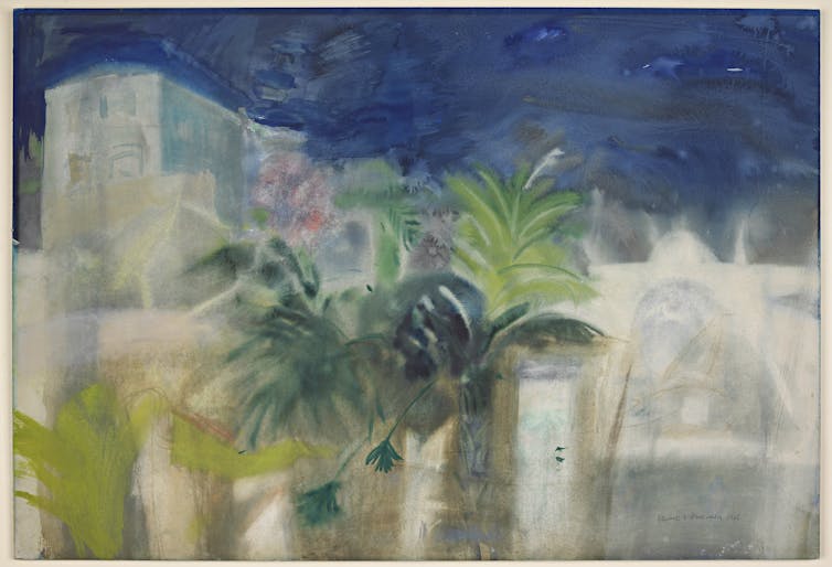 A painting of a garden