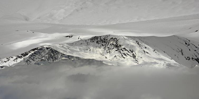 Snowy mountains.