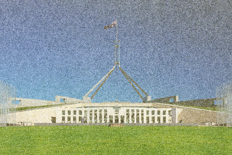 Noisy photo of Australia's Parliament House
