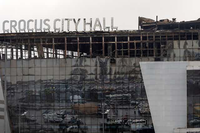 The damaged Crocus City Hall, near Moscow.