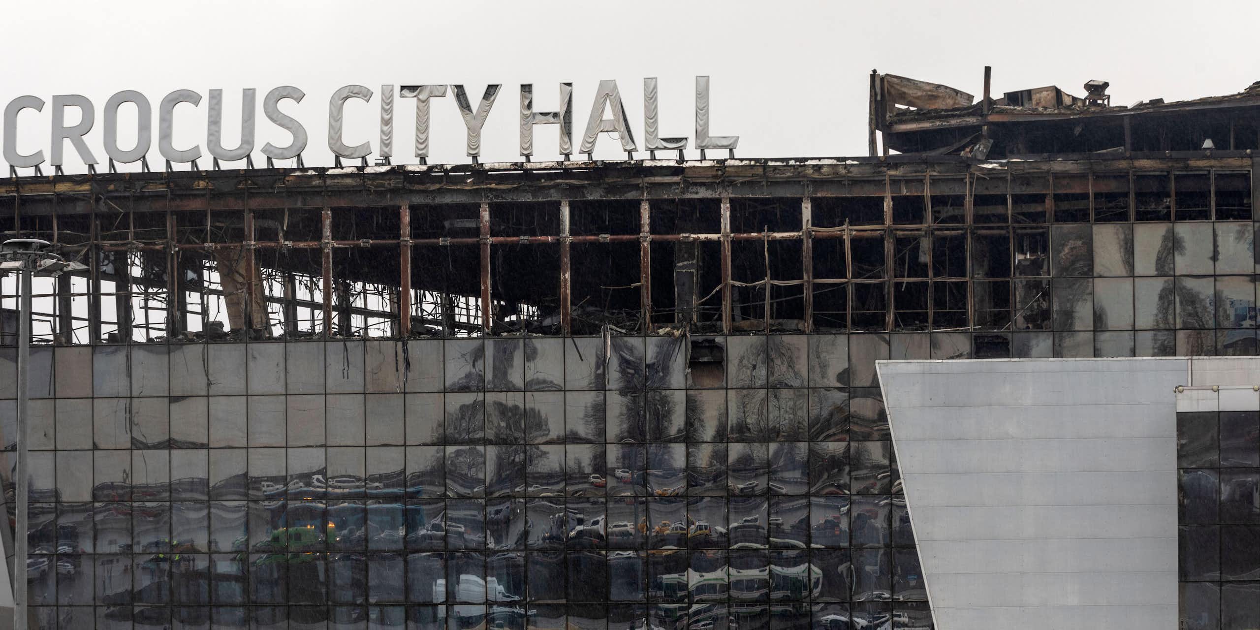 The damaged Crocus City Hall, near Moscow.