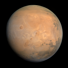 Mars, shown from space.