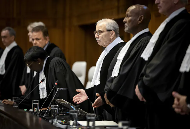 ICJ justices at the court in The Hague.