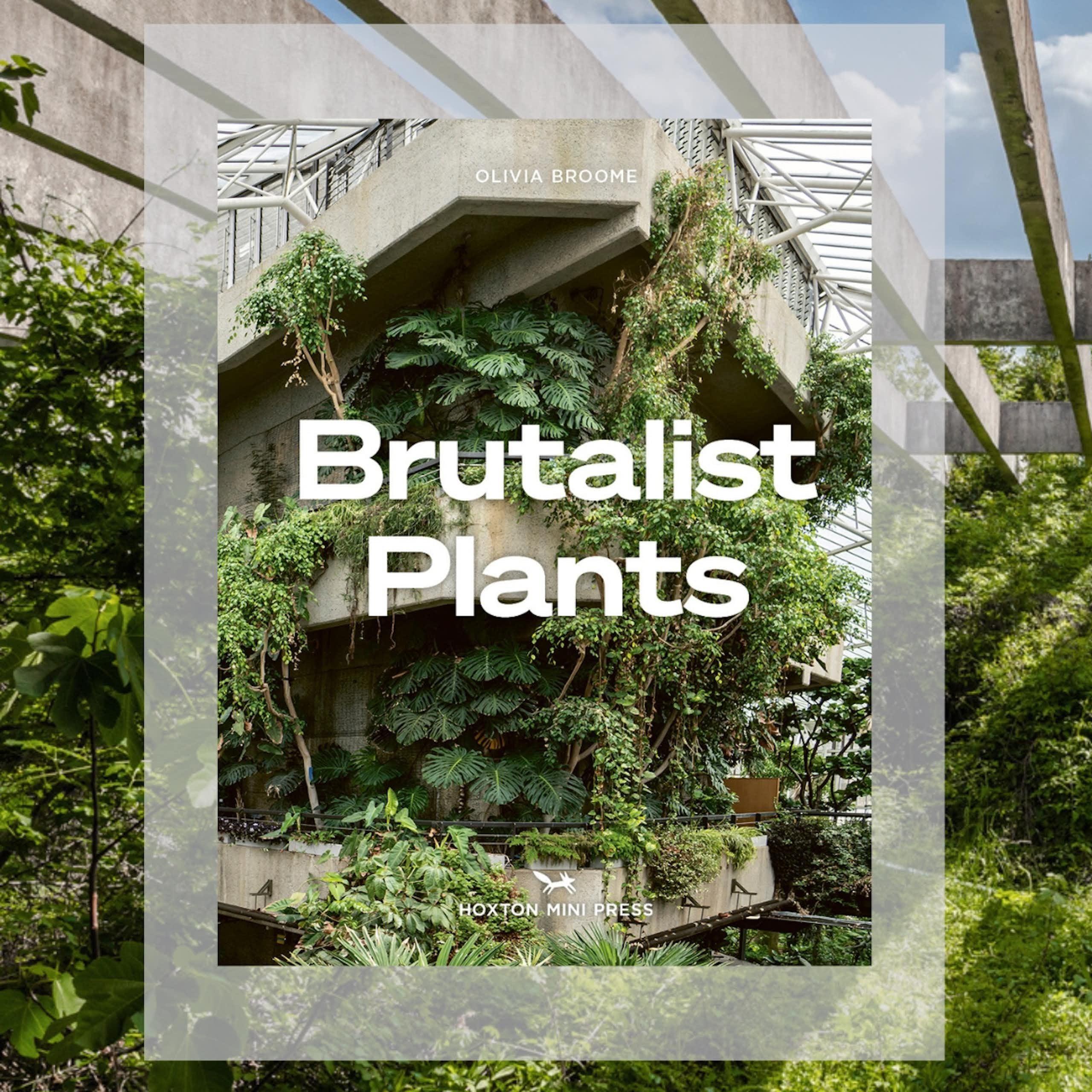 The cover for Brutalist Plants set against some concrete and greenery