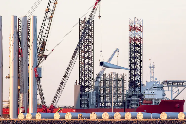 Wind turbines under construction
