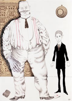 Ilustración de Adolf Hoffmeister sobre la _Carta al padre_ de Franz Kafka.