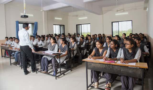 Une salle de classe  d'une école d'ingénieurs à Mumbai en Inde