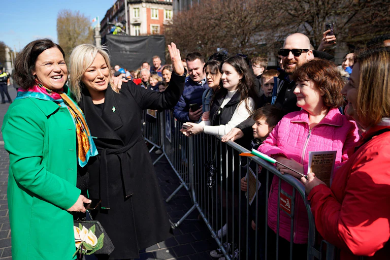 Sinn Fein president Mary Lou McDonald and Northern Ireland's first minister Michelle O'Neill