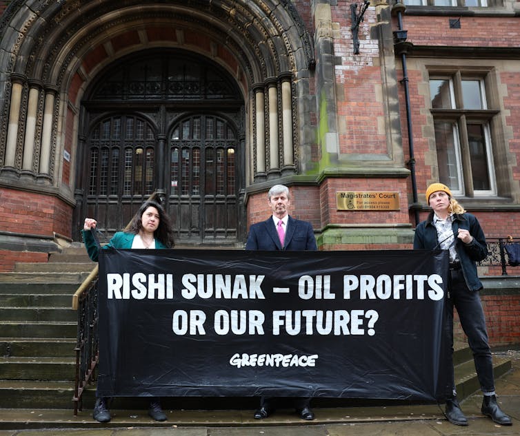 Protesters asking Sunak to choose between oil profits or our future