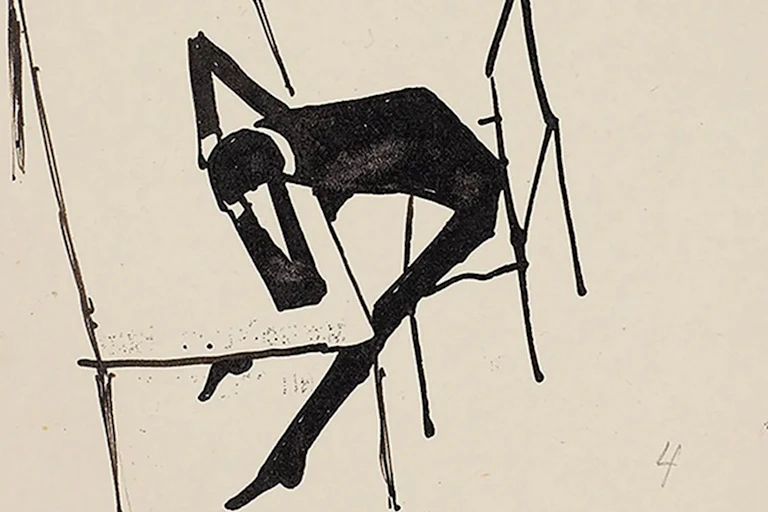 Person with head down on desk.