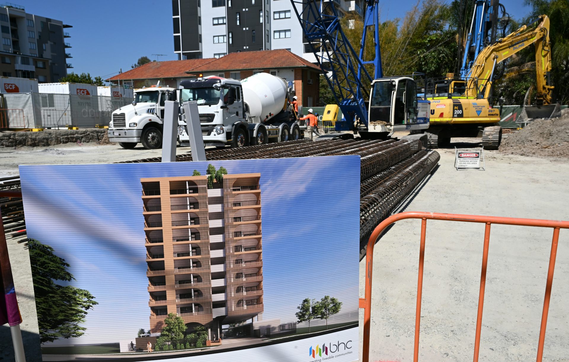 A construction site for a multi-storey block of social and affordable housing units