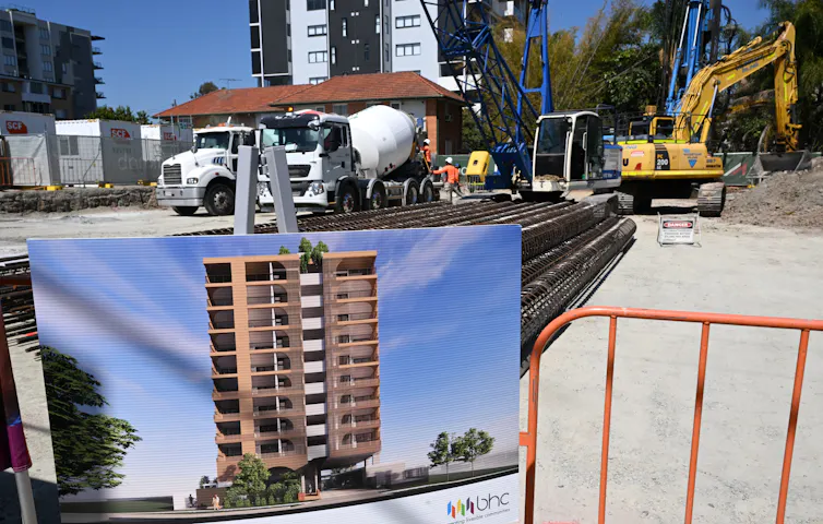 A construction site for a multi-storey block of social and affordable housing units