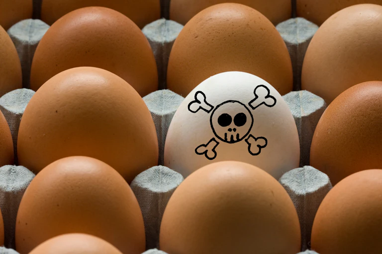 Un oeuf avec un symbole danger