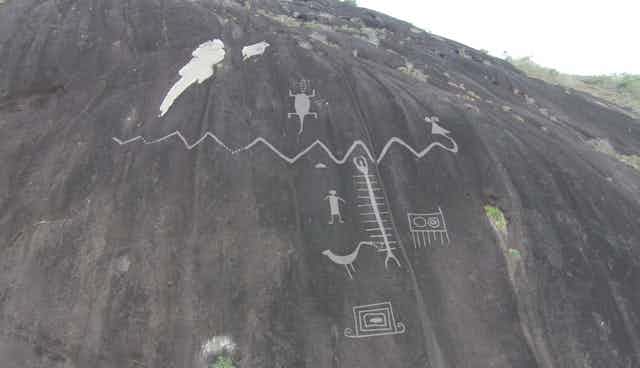 Enhanced image of monumental rock art on Cerro Pintado, Venezuela/