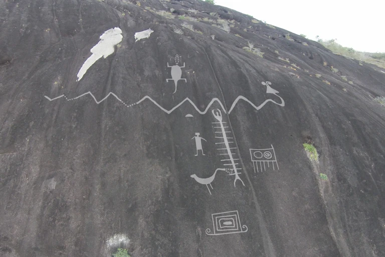 Enhanced image of monumental rock art on Cerro Pintado, Venezuela/