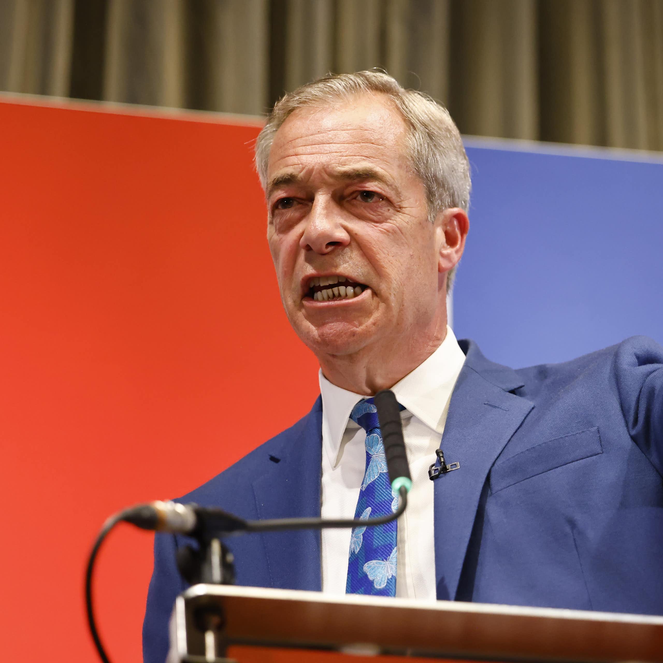 Nigel Farage making a speech. 
