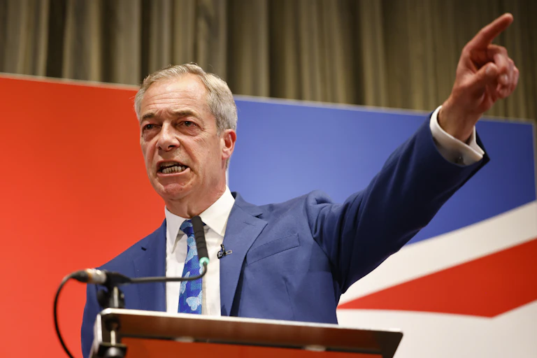 Nigel Farage making a speech.