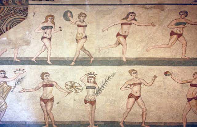 A mosaic of women playing sports