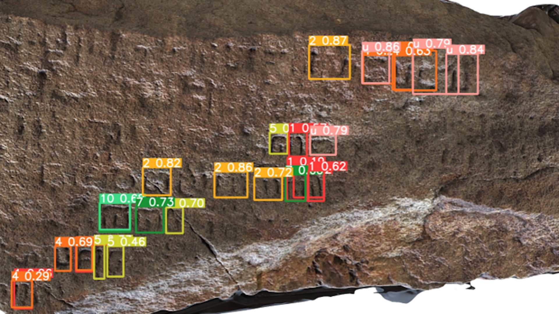 A screenshot of a tool reading the inscriptions on the stone.