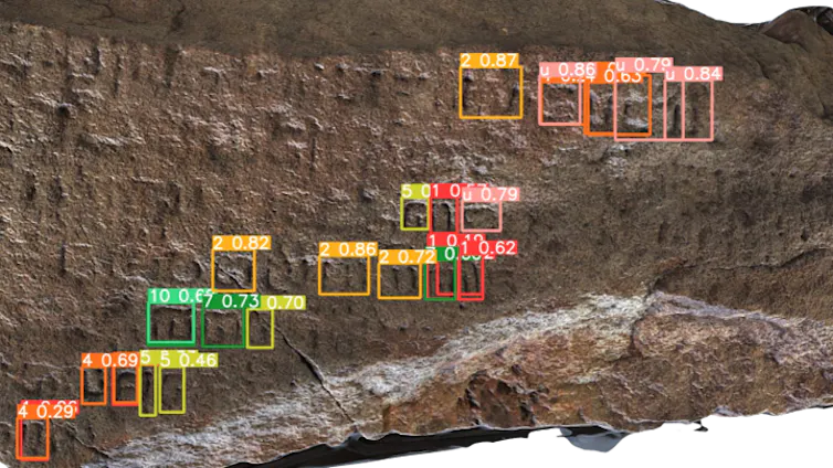 A screenshot of a tool reading the inscriptions on the stone.