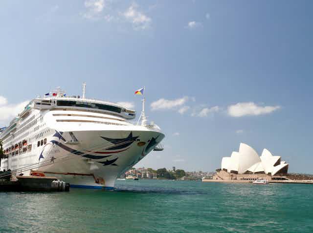 P & O cruise ship the Pacific Explorer moors at Sydney Harbour