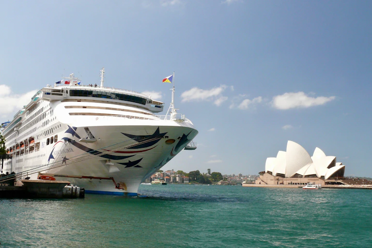 P & O cruise ship the Pacific Explorer moors at Sydney Harbour