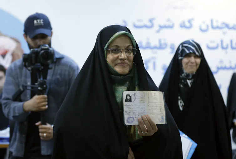 Hardline conservative Zohreh Elahian registers as a candidate for the 2024 Iranian presidential election.
