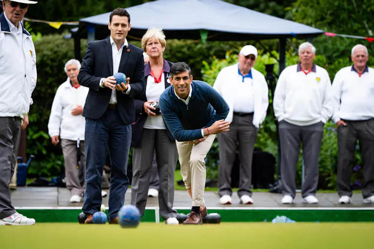 Rishi Sunak playing bowls.