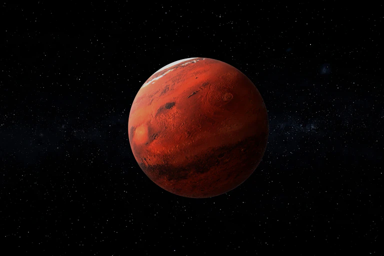 Mars planet isolated in black background 3d illustration