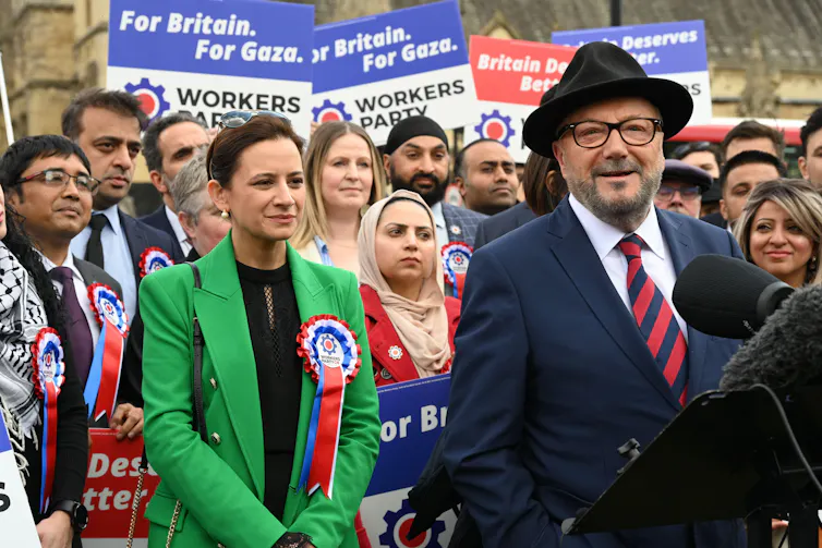 George Galloway and Workers Party of Britain supporters.
