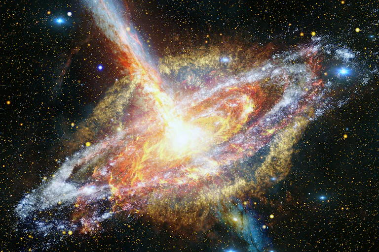 Ilustração de uma estrela cercada por gás incandescente