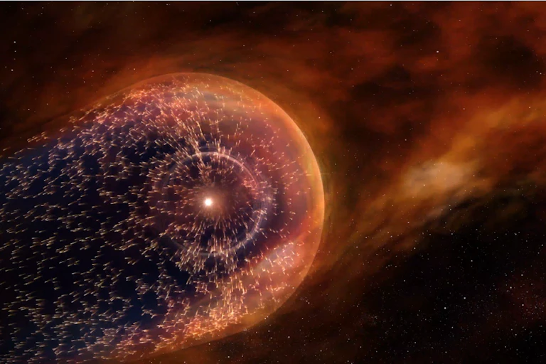 An artist's depiction of the heliosphere.