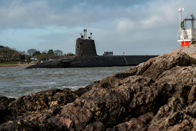 View of a submarine in a bay