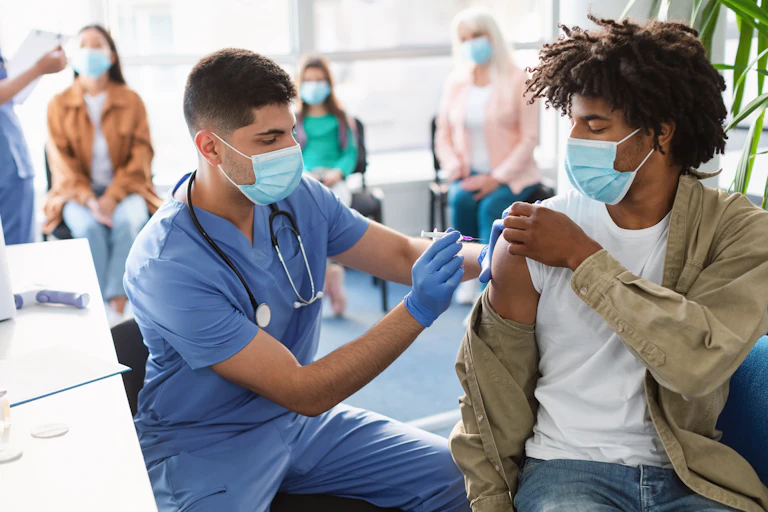 Man receiving a vaccination