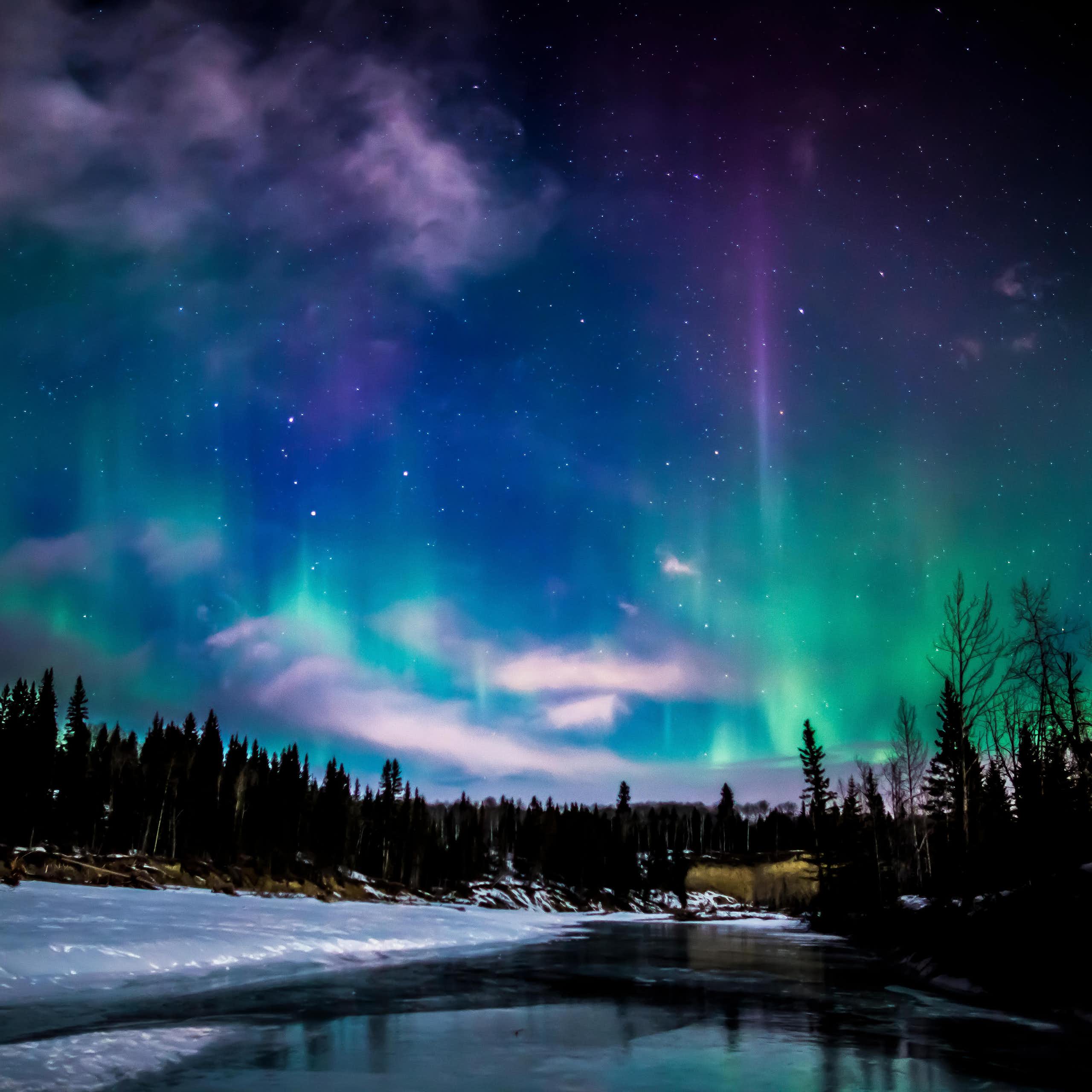 Northern lights in the sky. 