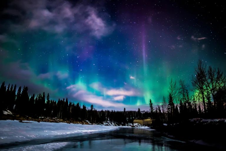 Northern lights in the sky.