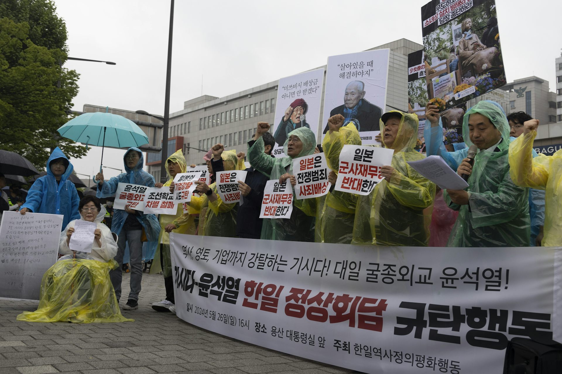 A former South Korean 'comfort woman' at a rally.