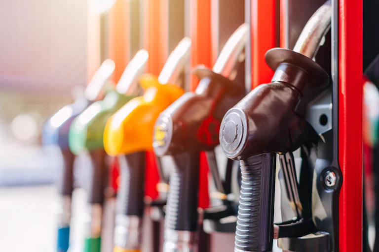 Row of petrol pumps