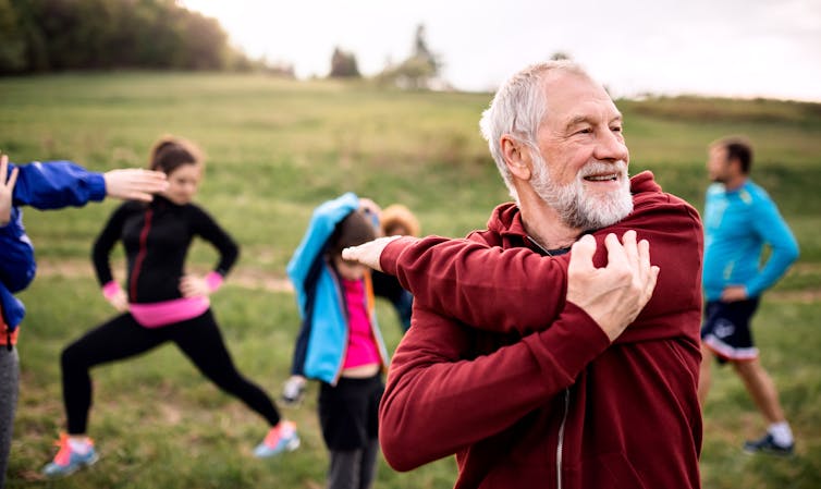 People exercising outdoors.