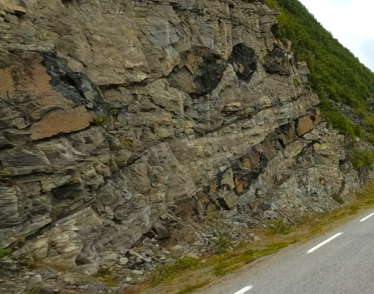 Younger dykes intruding into older rocks