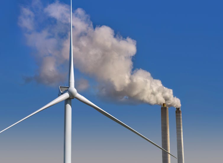 wind and coal power