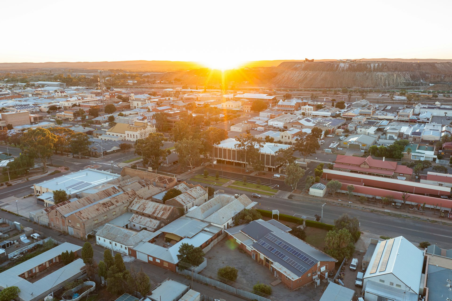 aerial view of country town