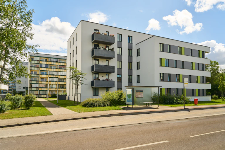 Blocks of apartments built using prefabricated construction