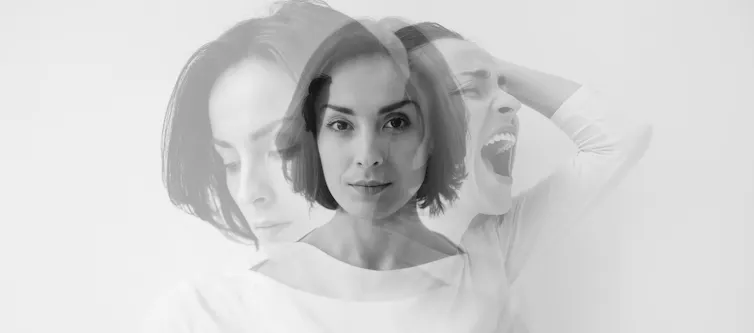 A view of a women with several different facial expressions.
