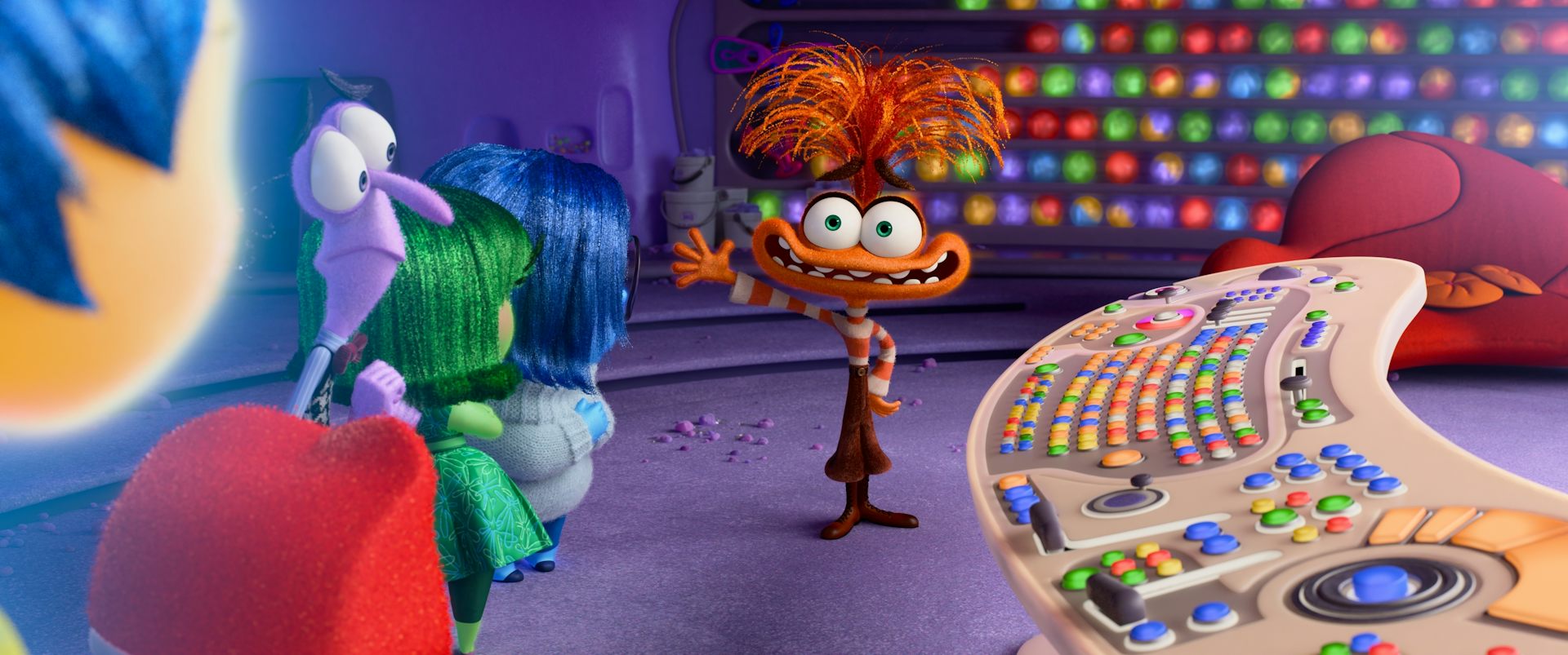 The personification of anxiety, an orange character with wild hair.