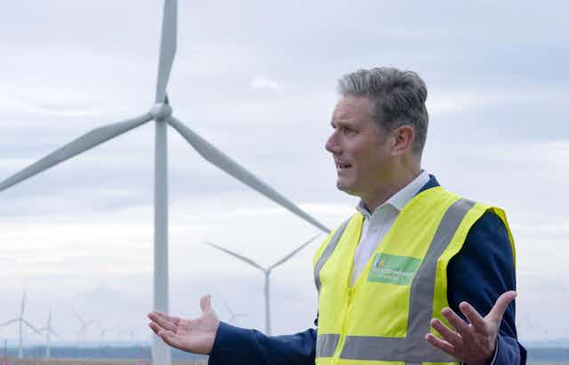 Labour leader Keir Starmer at a windfarm