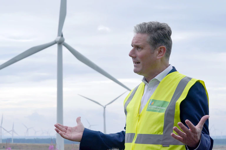 Labour leader Keir Starmer at a windfarm
