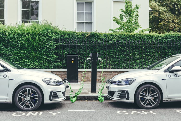 Electric cars on a London street