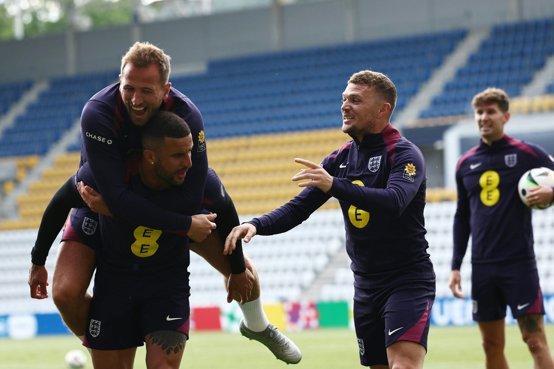 England players enjoying training session.