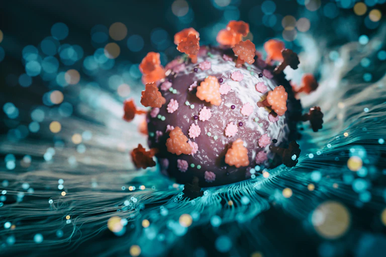 Coronavirus illustration: a sphere with peg-like projections